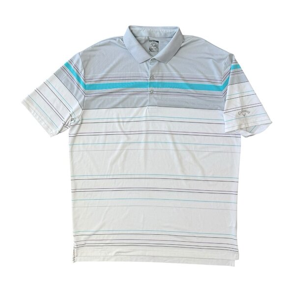 Callaway Polo Shirt Mens XL Opti Dri Golf Top Short Sleeve Performance Striped - Picture 1 of 6